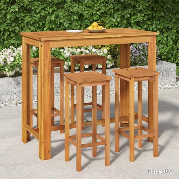 bar de jardin 5 pcs bois d'acacia solide alsavelo