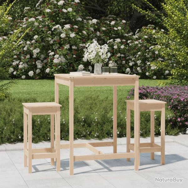 bar de jardin 3 pcs bois de pin massif alsavelo