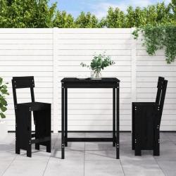 bar de jardin 3 pcs noir bois de pin massif alsavelo