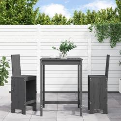bar de jardin 3 pcs gris bois de pin massif alsavelo