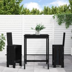 bar de jardin 3 pcs noir bois de pin massif alsavelo