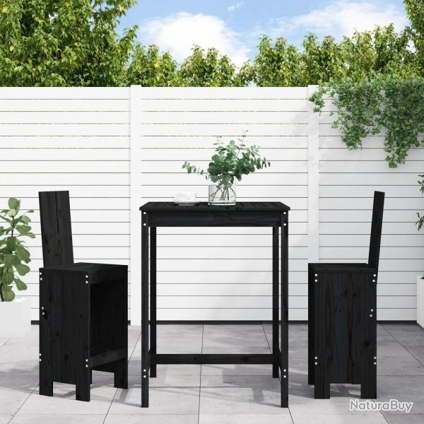 bar de jardin 3 pcs noir bois de pin massif alsavelo