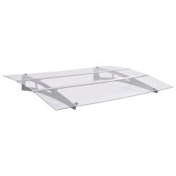 Auvent de porte argent et transparent 150x90 cm PET