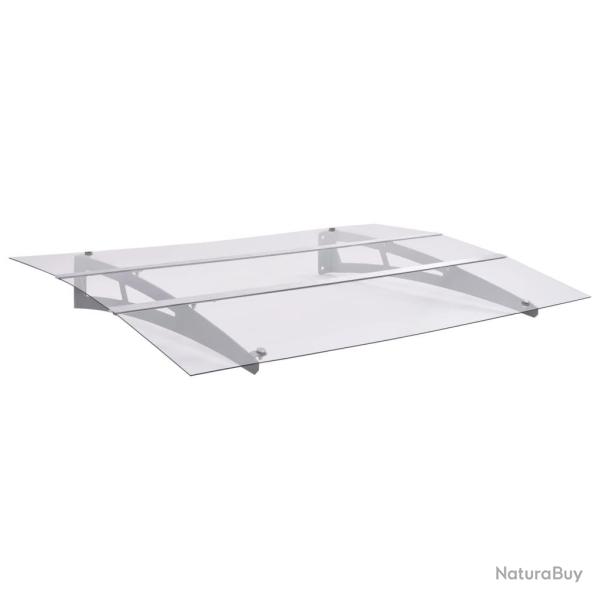 Auvent de porte argent et transparent 120x90 cm polycarbonate alsavelo