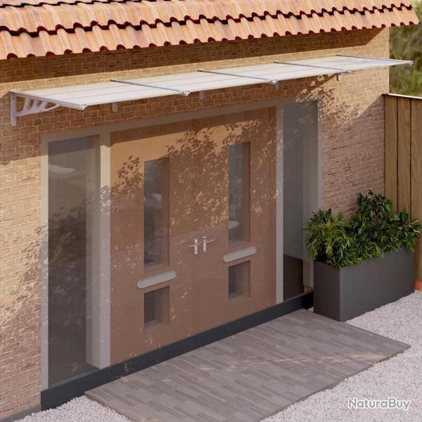 Auvent de porte Gris et transparent 396x90 cm Polycarbonate alsavelo