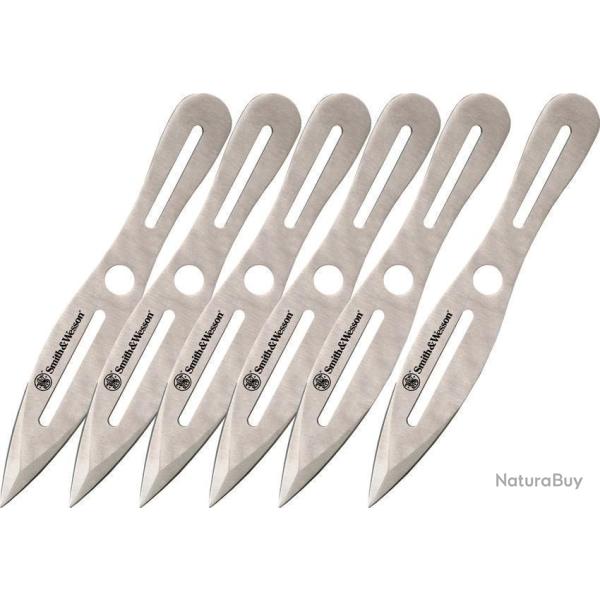 Smith&Wesson lot 6 couteaux � lancer monobloc en acier inoxydable 2Cr13 avec Etui