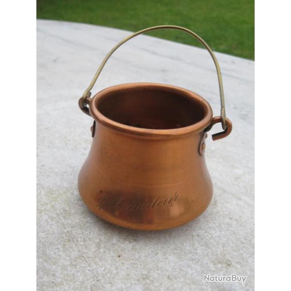 Ancienne petite Marmite/Chaudron en cuivre avec anse en laiton - FRANCE (Vers 1960-70)