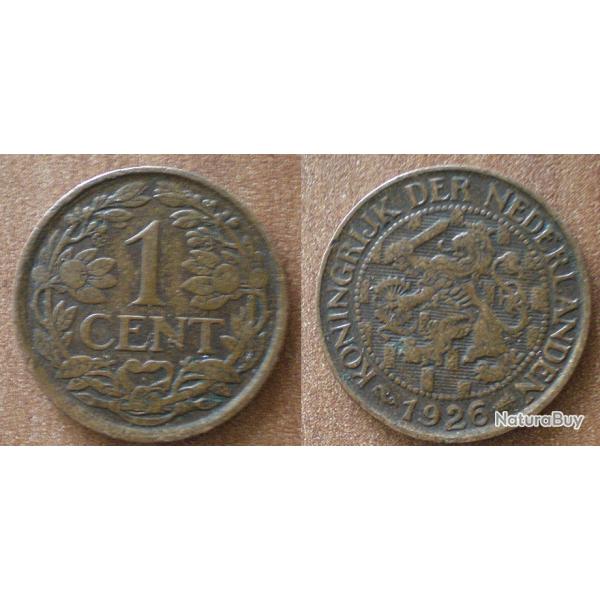 Pays Bas 1 Cent 1926 Netherlands Cents Guldens Nederland Hollande Piece