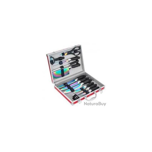 Vente Flash PRADEL EXCELLENCE THIERS VALISE 12 PIECES COUTEAUX LAMES REVETEMENT TITANE (0925)