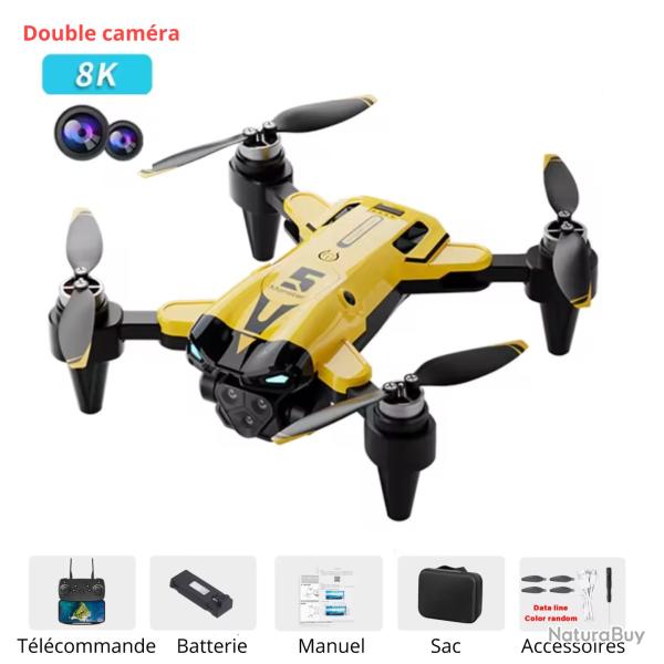 Drone M5 professionnel 8K - Chasse, Loisir & Randonn�e | Triple Cam�ra, Pliable, Quadrirotor RC