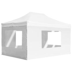 Tente de r&eacute;ception pliable avec parois Aluminium 4,5x3 m Blanc alsavelo