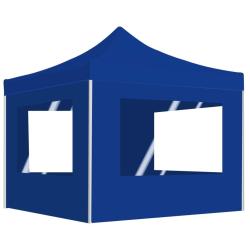 Tente de r&eacute;ception pliable avec parois Aluminium 2x2 m Bleu