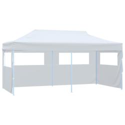 Tente de r&eacute;ception pliable avec parois 3 x 6 m Acier Blanc