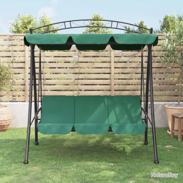 Balancelle de jardin avec auvent vert 198 cm tissu et acier alsavelo
