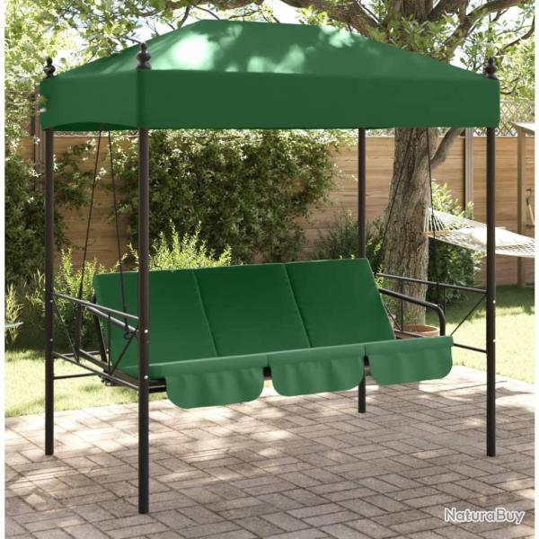 Balancelle de jardin avec auvent vert acier alsavelo