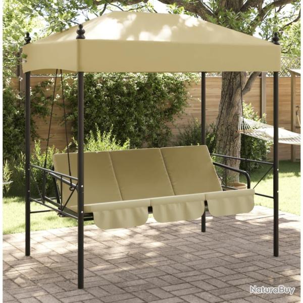 Balancelle de jardin avec auvent sable acier alsavelo