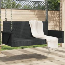 Balancelle noir 119x56x48 cm r&eacute;sine tress&eacute;e
