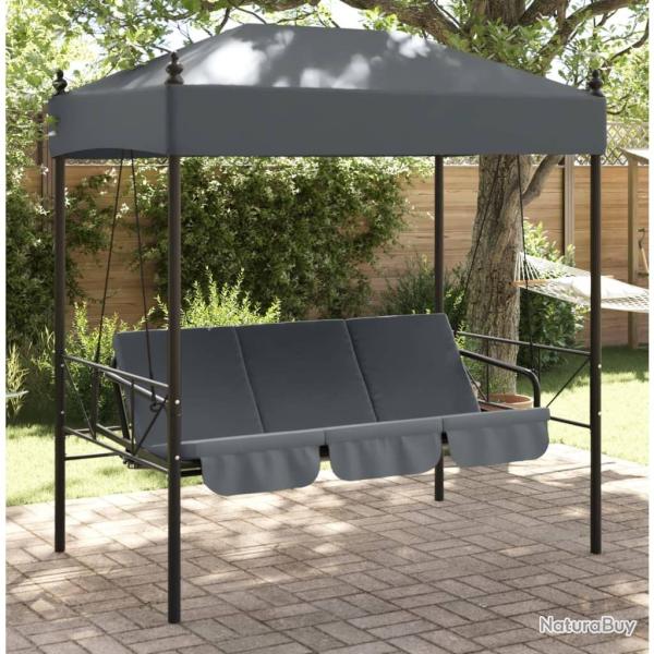 Balancelle de jardin avec auvent gris fonc� acier