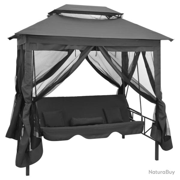 Balancelle convertible � auvent Anthracite 220x160x240 cm Acier