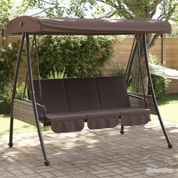 Balancelle de jardin avec auvent r�glable marron caf� acier