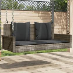 Balancelle avec coussins gris 119x56x48 cm r&eacute;sine tress&eacute;e