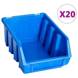 Bacs de rangement empilables 20 pcs bleu plastique alsavelo