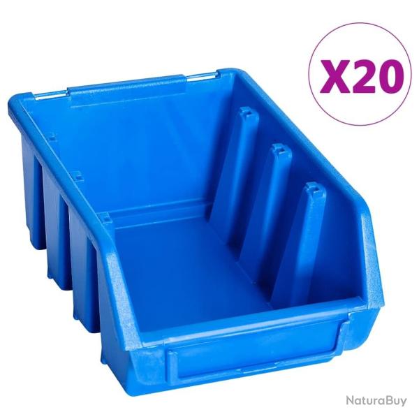 Bacs de rangement empilables 20 pcs bleu plastique alsavelo