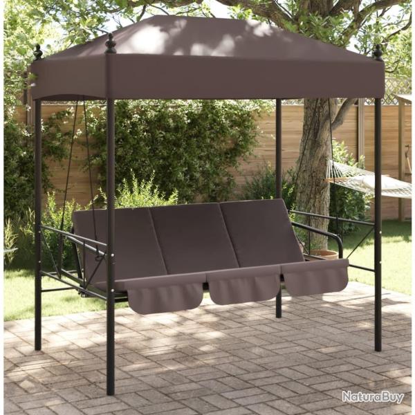 Balancelle de jardin avec auvent marron caf� acier