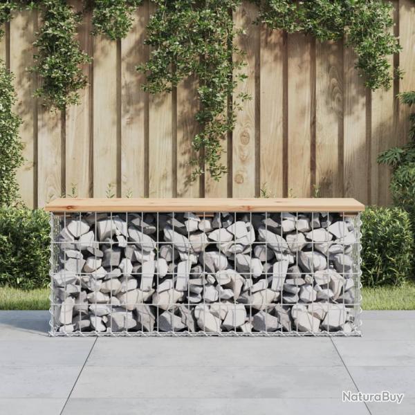 Banc de jardin design de gabion 103x31,5x42 bois massif de pin alsavelo