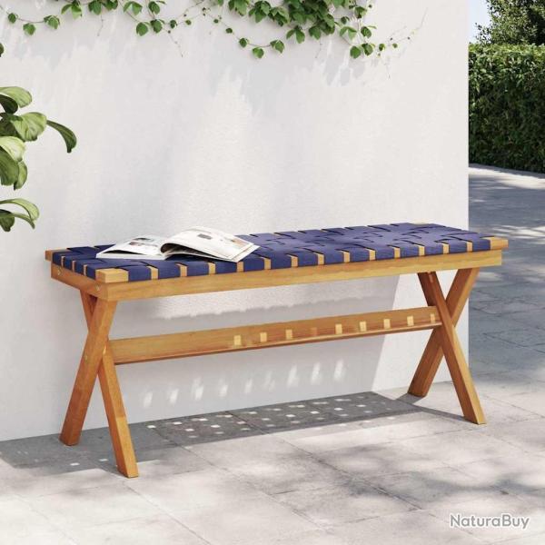 Banc de jardin bleu fonc� bois massif d'acacia et tissu