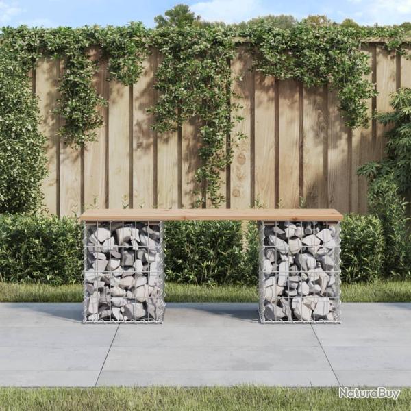 Banc de jardin design de gabion 103x31x42 cm bois massif de pin alsavelo