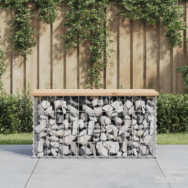 Banc de jardin design de gabion 83x31,5x42cm bois massif de pin alsavelo