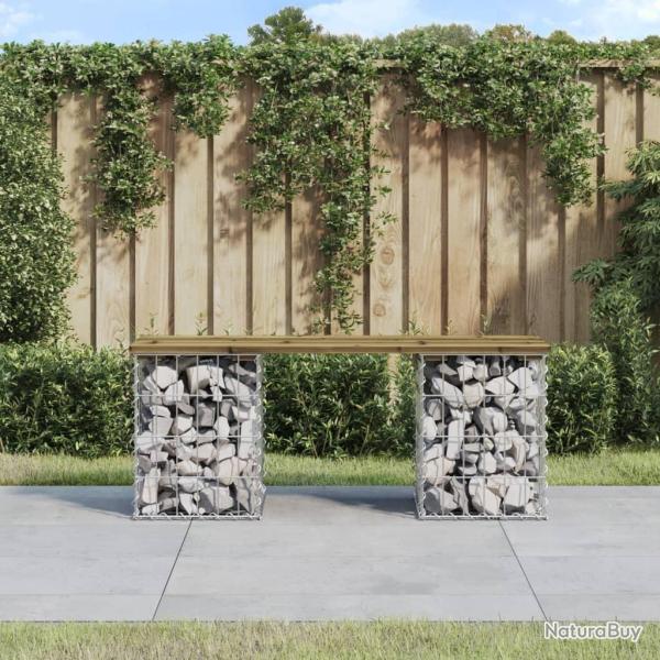 Banc de jardin design gabion 103x31x42 cm bois de pin impr�gn� alsavelo