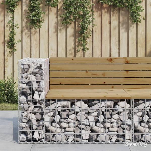 Banc de jardin design gabion 92x71x65,5cm bois de pin impr�gn� alsavelo