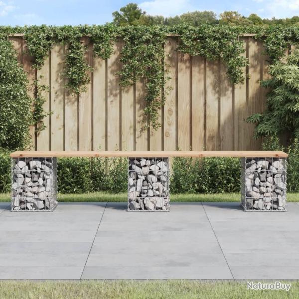 Banc de jardin design de gabion 203x31x42 cm bois massif de pin alsavelo