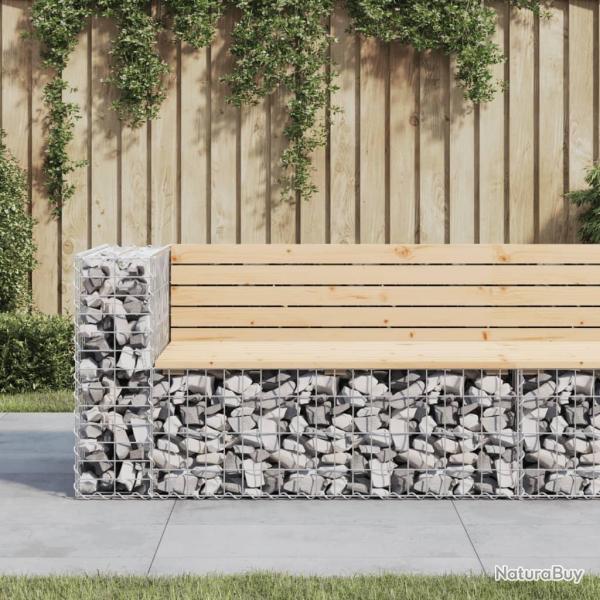 Banc de jardin design gabion 122x71x65,5 cm bois massif de pin alsavelo