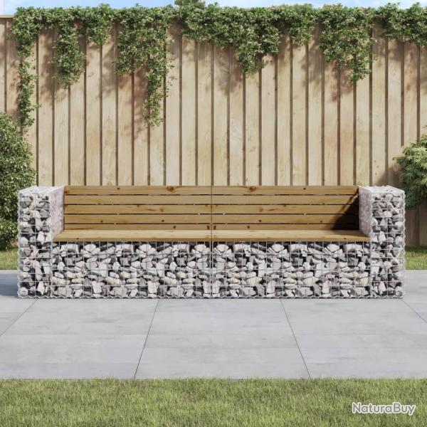 Banc de jardin design gabion 244x71x65,5cm bois de pin impr�gn�