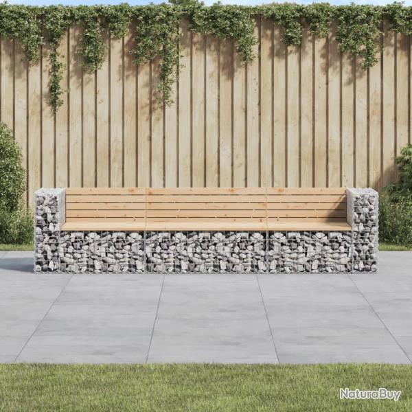 Banc de jardin design gabion 287x71x65,5 cm bois massif de pin alsavelo