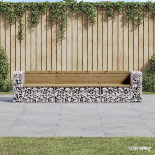 Banc de jardin design gabion 287x71x65,5cm bois de pin impr�gn� alsavelo