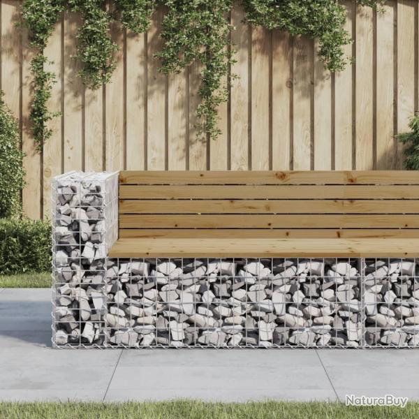 Banc de jardin design gabion 122x71x65,5cm bois de pin impr�gn�