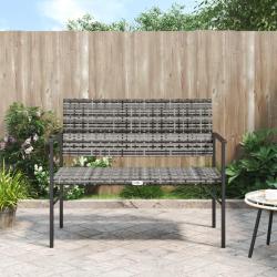 Banc de jardin &agrave; 2 places gris r&eacute;sine tress&eacute;e