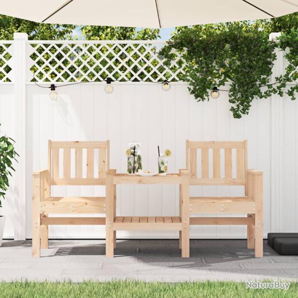 Banc de jardin avec table 2 places bois de pin massif alsavelo