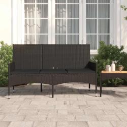 Banc de jardin &agrave; 3 places avec coussins Noir R&eacute;sine tress&eacute;e