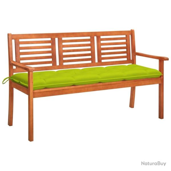 Banc de jardin 3 places avec coussin 150 cm Bois d'eucalyptus alsavelo