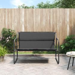 Banc de jardin &agrave; 2 places avec coussin anthracite acier