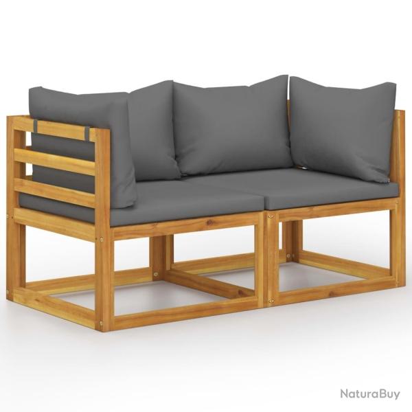 Banc de jardin � 2 places avec coussins gris fonc�