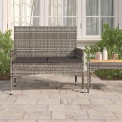 Banc de Jardin &agrave; 2 Places avec Coussins Gris R&eacute;sine Tress&eacute;e