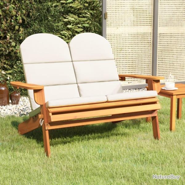 Banc de jardin Adirondack et coussins 126 cm bois massif acacia
