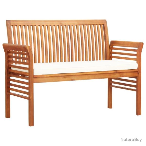 Banc de jardin 2 places avec coussin 120cm Bois d'acacia massif alsavelo
