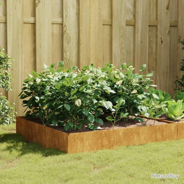 Lit sur�lev� de jardin 100x100x33,5 cm acier corten